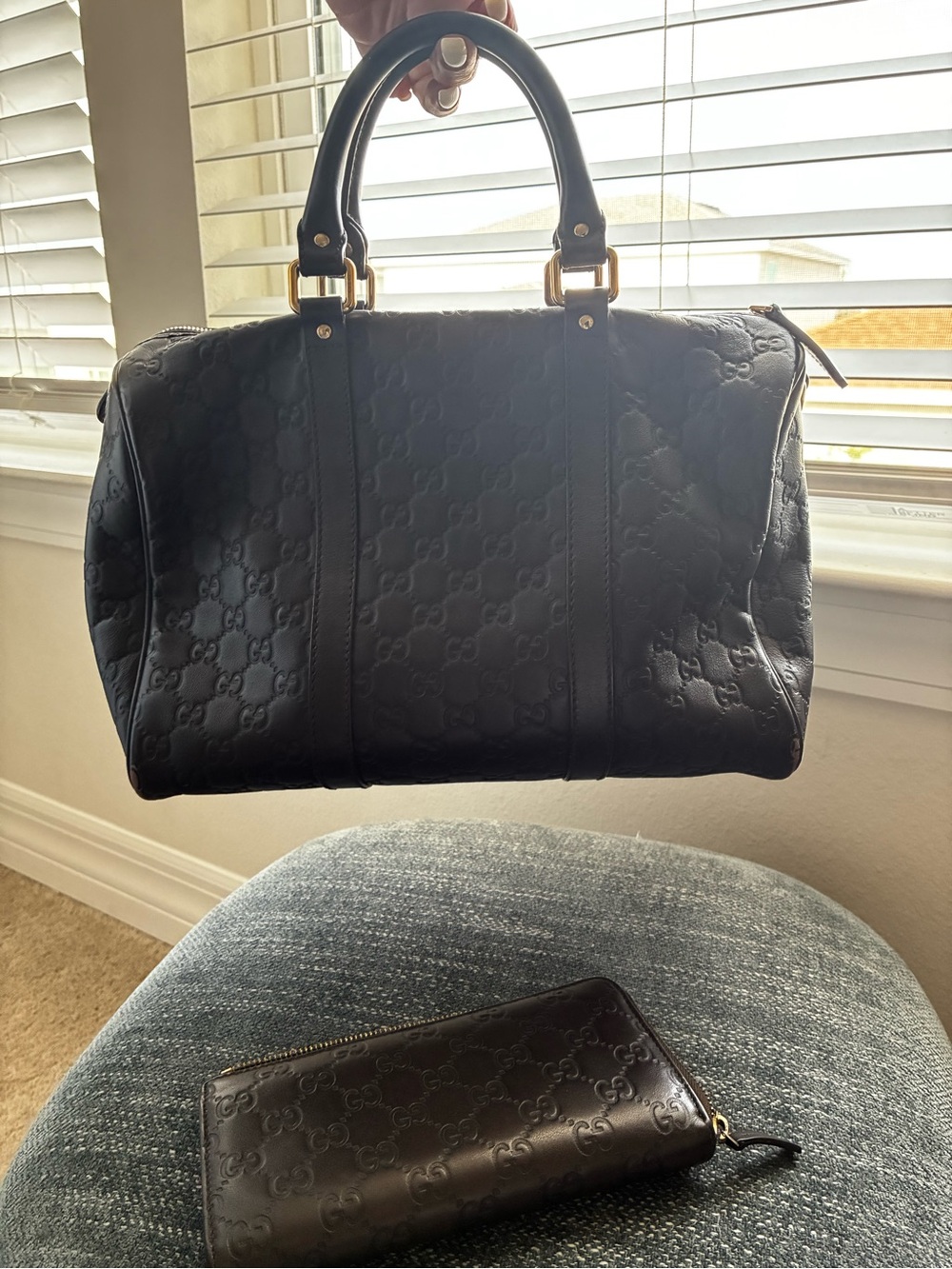 Gucci Black Embossed GG Leather Duffel with Matching Wallet - Picture 2 of 4